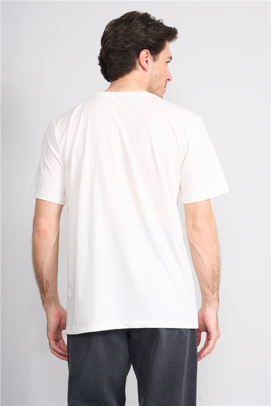 Çetinkaya Mentality 4642 Bisiklet Yaka Regular Baskılı T-shirt Krem