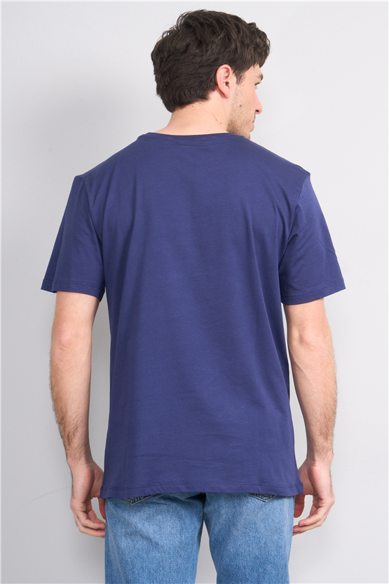 Çetinkaya Mentality 4645 Bisiklet Yaka Regular Baskılı T-shirt Açık Lacivert