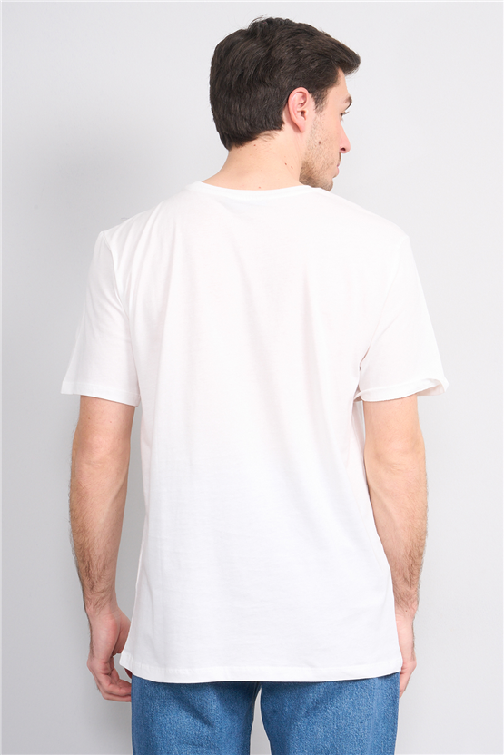 Çetinkaya Mentality 4645 Bisiklet Yaka Regular Baskılı T-shirt Krem
