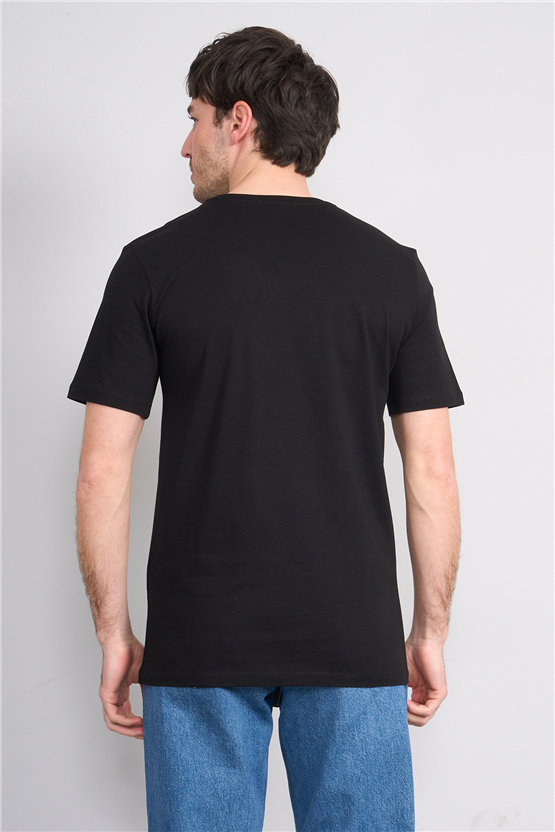 Çetinkaya Mentality 4646 Bisiklet Yaka Regular Baskılı T-shirt Siyah