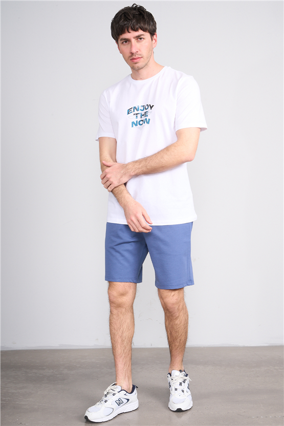 Çetinkaya Mentality 4646 Bisiklet Yaka Regular Baskılı T-shirt Beyaz