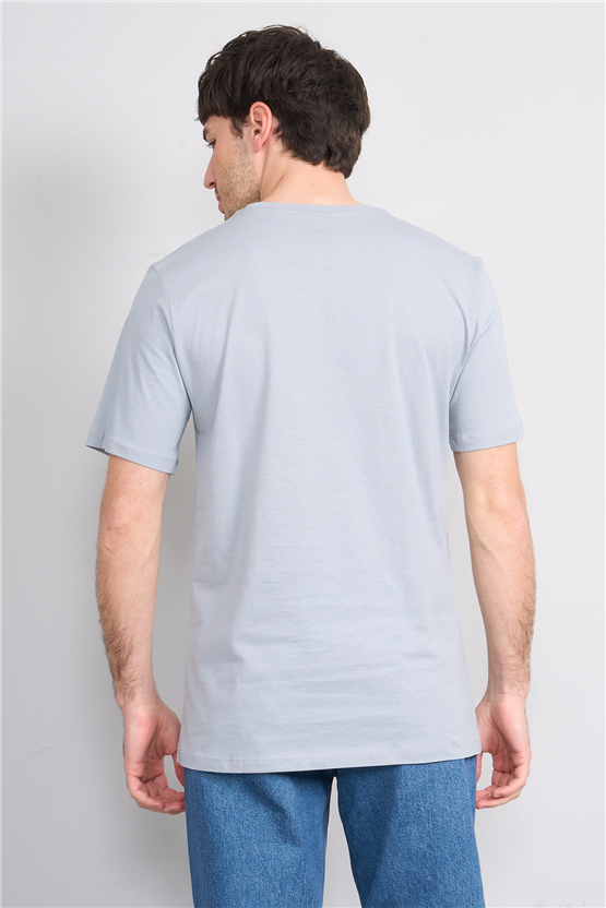 Çetinkaya Mentality 4646 Bisiklet Yaka Regular Baskılı T-shirt Açık Gri