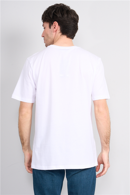 Çetinkaya Mentality 4647 Bisiklet Yaka Regular Baskılı T-shirt Beyaz