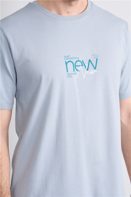 Çetinkaya Mentality 4647 Bisiklet Yaka Regular Baskılı T-shirt Açık Gri