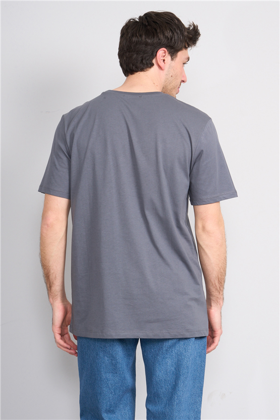 Çetinkaya Mentality 4647 Bisiklet Yaka Regular Baskılı T-shirt Koyu Gri