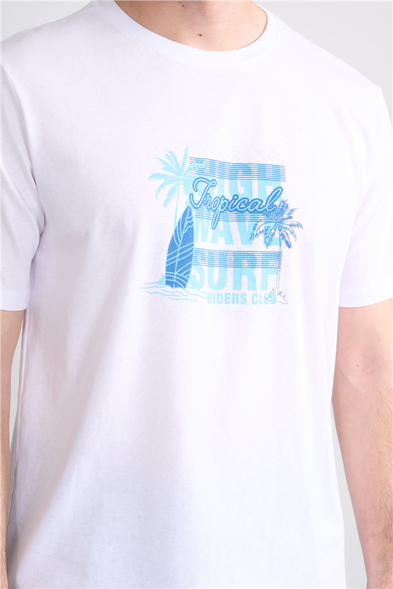 Çetinkaya Mentality 4649 Bisiklet Yaka Regular Baskılı T-shirt Beyaz