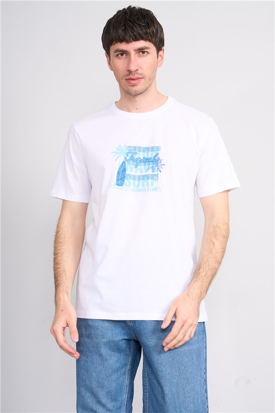 Çetinkaya Mentality 4649 Bisiklet Yaka Regular Baskılı T-shirt Beyaz
