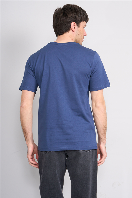 Çetinkaya Mentality 4649 Bisiklet Yaka Regular Baskılı T-shirt İndigo