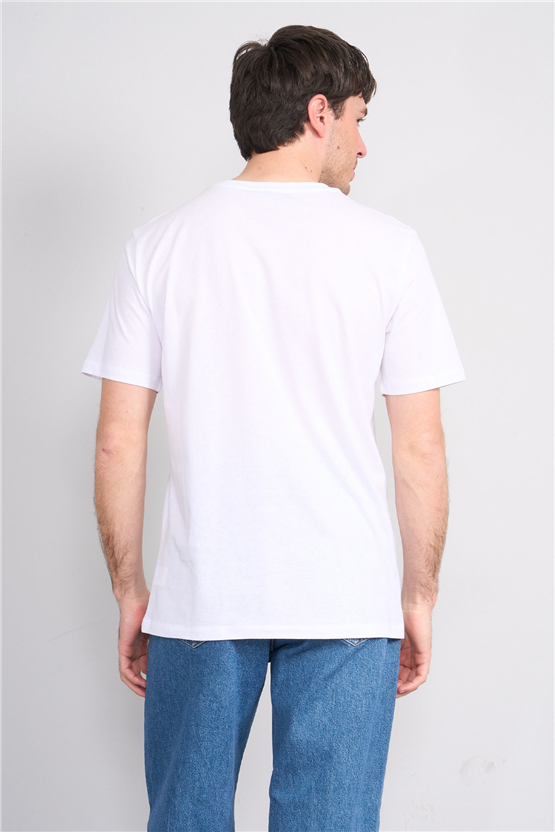 Çetinkaya Mentality 4649 Bisiklet Yaka Regular Baskılı T-shirt Beyaz