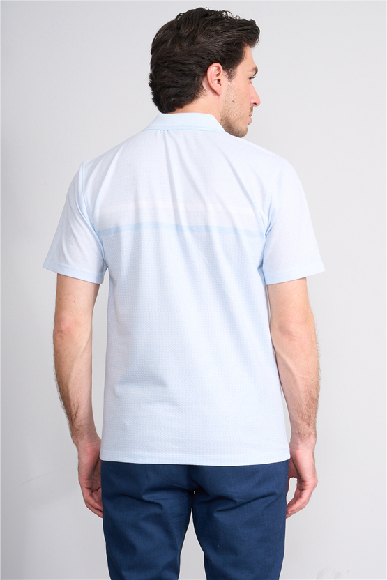 Çetinkaya Mentality 4719 Polo Yaka Regular Ringel Jakar T-shirt Mavi