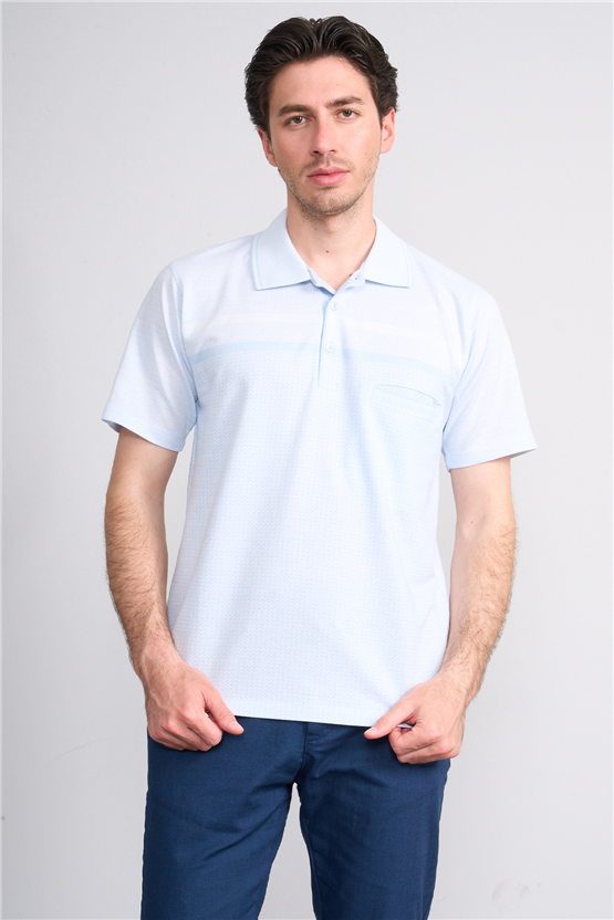 Çetinkaya Mentality 4719 Polo Yaka Regular Ringel Jakar T-shirt Mavi