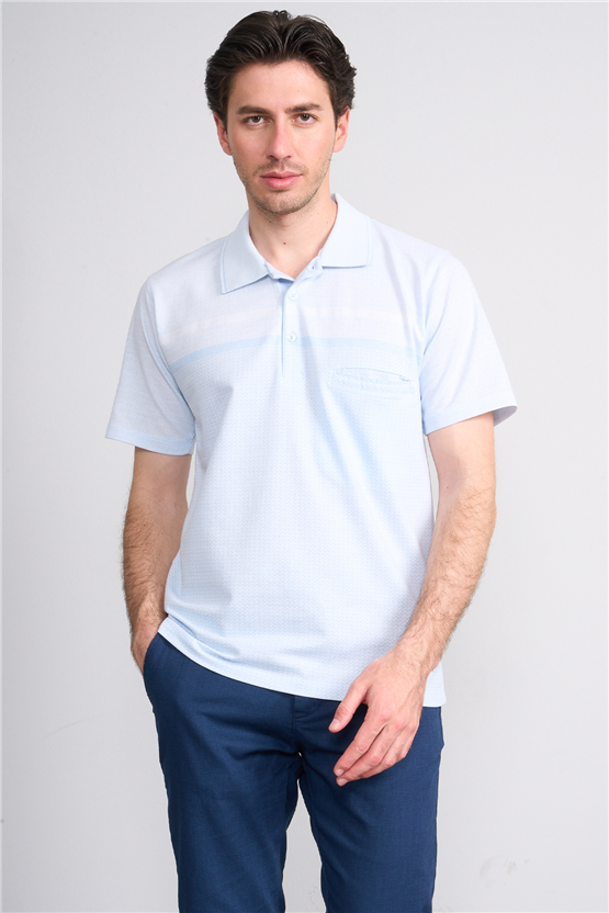 Çetinkaya Mentality 4719 Polo Yaka Regular Ringel Jakar T-shirt Mavi