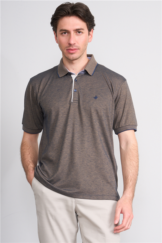 Çetinkaya Mentality 4742 Polo Yaka Regular Düz Pike T-shirt Lacivert - Hardal