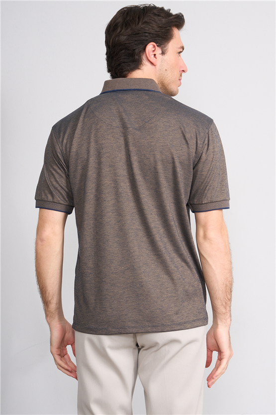 Çetinkaya Mentality 4742 Polo Yaka Regular Düz Pike T-shirt Lacivert - Hardal