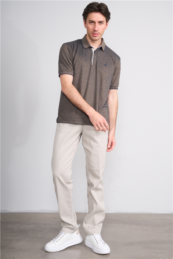 Çetinkaya Mentality 4742 Polo Yaka Regular Düz Pike T-shirt Lacivert - Hardal
