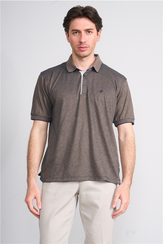 Çetinkaya Mentality 4742 Polo Yaka Regular Düz Pike T-shirt Lacivert - Hardal