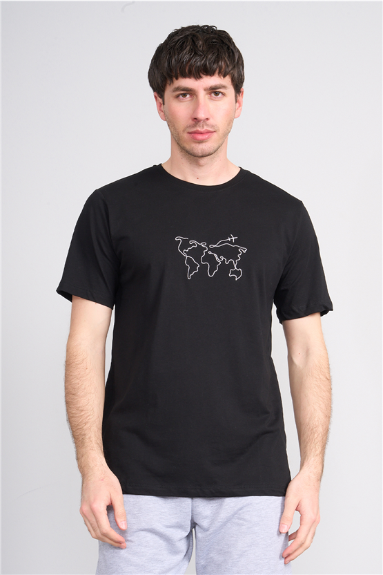 Çetinkaya Mentality 4747 Bisiklet Yaka Regular Baskılı T-shirt Siyah