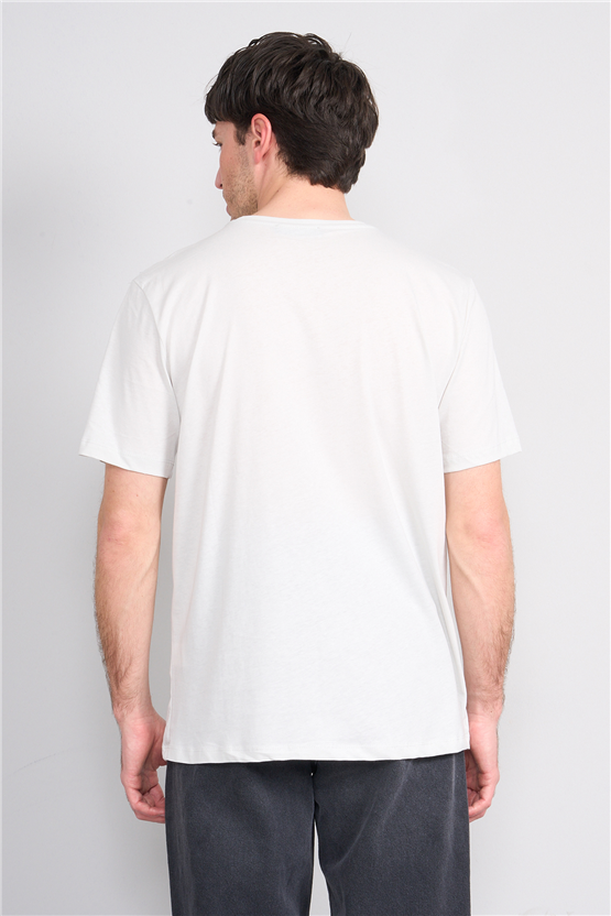 Çetinkaya Mentality 4747 Bisiklet Yaka Regular Baskılı T-shirt Taş