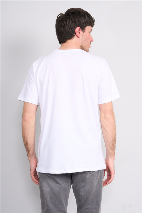 Çetinkaya Mentality 4747 Bisiklet Yaka Regular Baskılı T-shirt Beyaz