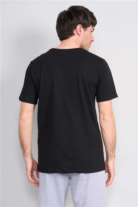 Çetinkaya Mentality 4747 Bisiklet Yaka Regular Baskılı T-shirt Siyah