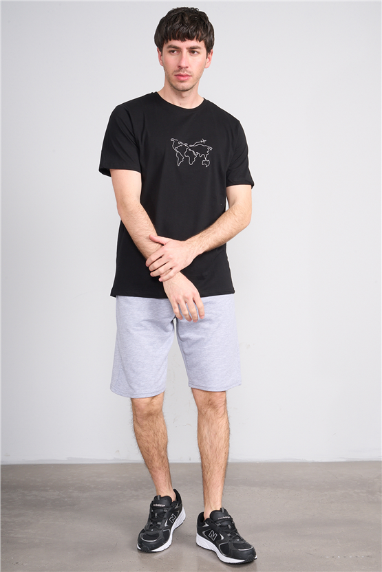Çetinkaya Mentality 4747 Bisiklet Yaka Regular Baskılı T-shirt Siyah