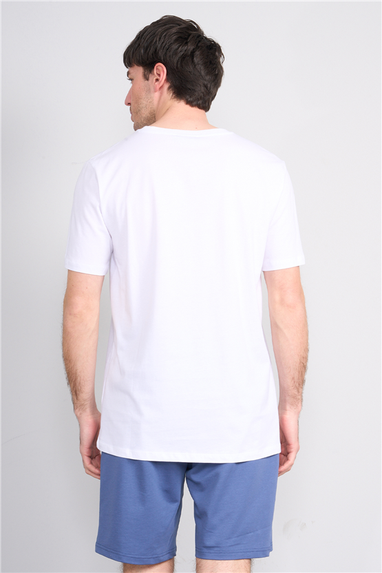 Çetinkaya Mentality 4751 Bisiklet Yaka Regular Nakışlı T-shirt Beyaz