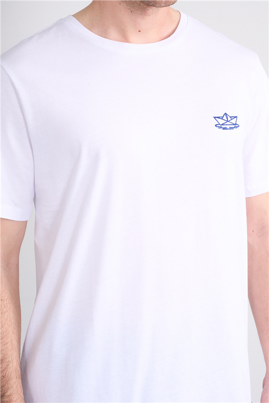 Çetinkaya Mentality 4751 Bisiklet Yaka Regular Nakışlı T-shirt Beyaz