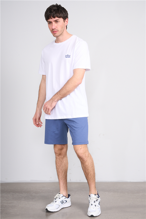 Çetinkaya Mentality 4751 Bisiklet Yaka Regular Nakışlı T-shirt Beyaz