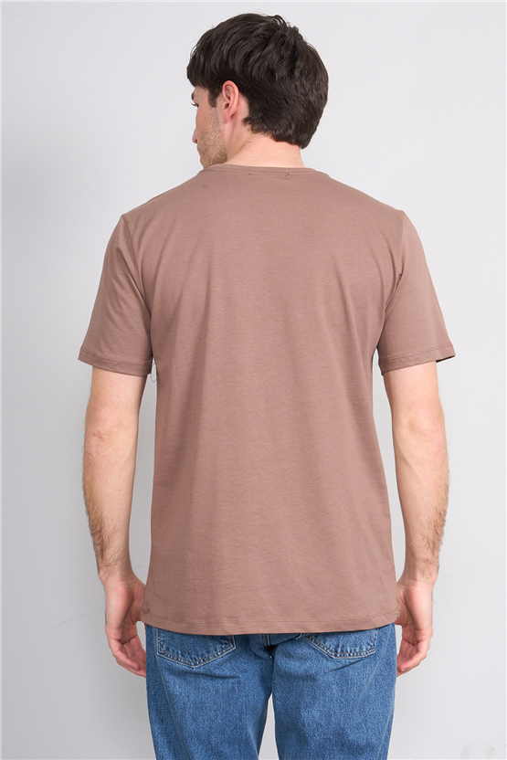 Çetinkaya Mentality 4752 Bisiklet Yaka Regular Baskılı T-shirt Kakao