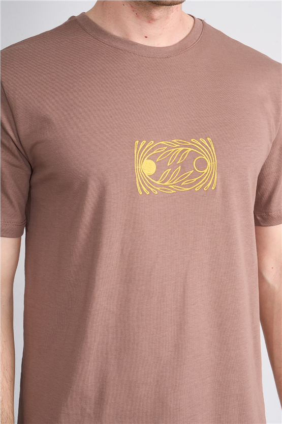 Çetinkaya Mentality 4752 Bisiklet Yaka Regular Baskılı T-shirt Kakao