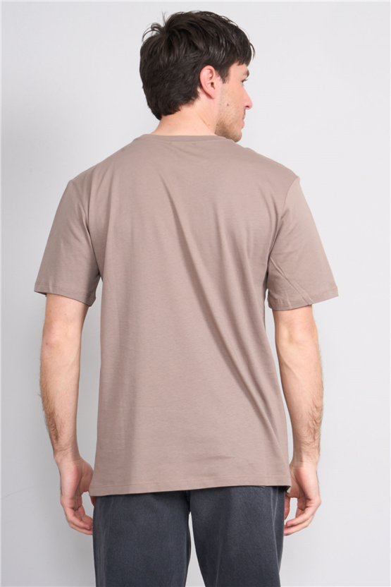 Çetinkaya Mentality 4754 Bisiklet Yaka Regular Baskılı T-shirt Koyu Vizon