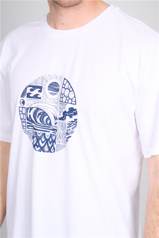 Çetinkaya Mentality 4754 Bisiklet Yaka Regular Baskılı T-shirt Beyaz