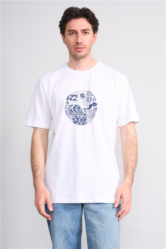 Çetinkaya Mentality 4754 Bisiklet Yaka Regular Baskılı T-shirt Beyaz