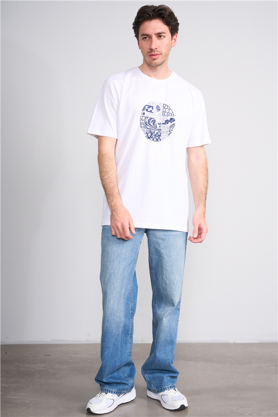 Çetinkaya Mentality 4754 Bisiklet Yaka Regular Baskılı T-shirt Beyaz