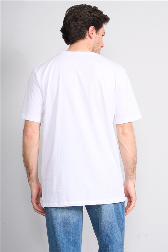 Çetinkaya Mentality 4754 Bisiklet Yaka Regular Baskılı T-shirt Beyaz