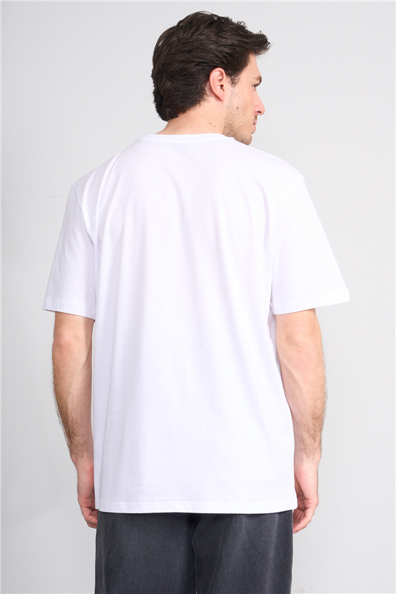 Çetinkaya Mentality 4757 Bisiklet Yaka Regular Baskılı T-shirt Beyaz