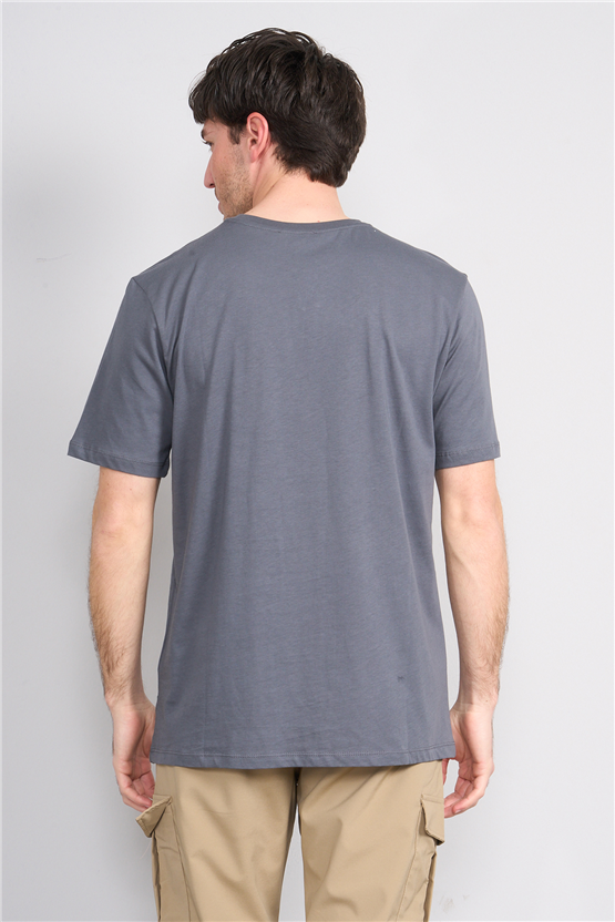 Çetinkaya Mentality 4757 Bisiklet Yaka Regular Baskılı T-shirt Koyu Gri