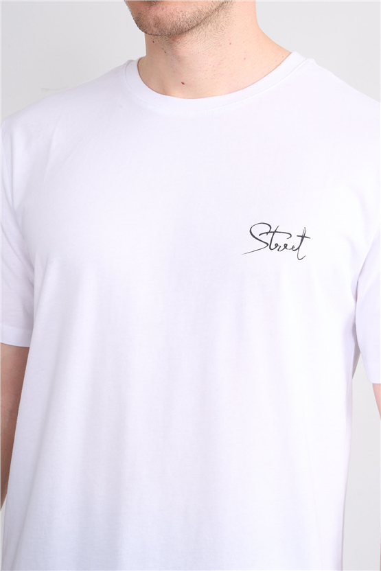 Çetinkaya Mentality 4758 Bisiklet Yaka Regular Baskılı T-shirt Beyaz