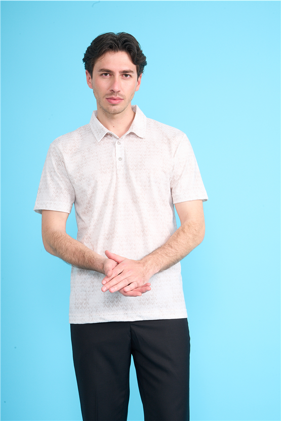 Çetinkaya Mentality 4772 Polo Yaka Regular Micro İnterlok T-shirt Bej