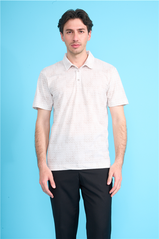 Çetinkaya Mentality 4772 Polo Yaka Regular Micro İnterlok T-shirt Bej