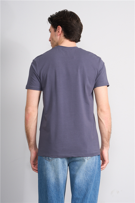 Çetinkaya Mentality 4824 Bisiklet Yaka Regular Baskılı T-shirt Füme