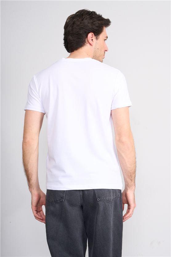 Çetinkaya Mentality 4824 Bisiklet Yaka Regular Baskılı T-shirt Beyaz