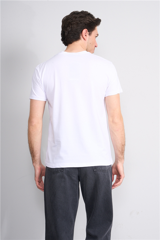 Çetinkaya Mentality 4824 Bisiklet Yaka Regular Baskılı T-shirt Beyaz