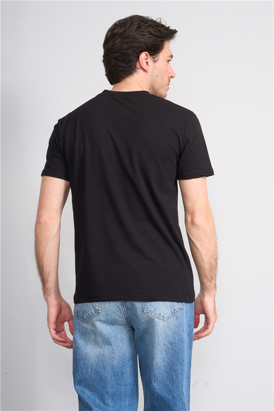 Çetinkaya Mentality 4825 Bisiklet Yaka Regular Baskılı T-shirt Siyah