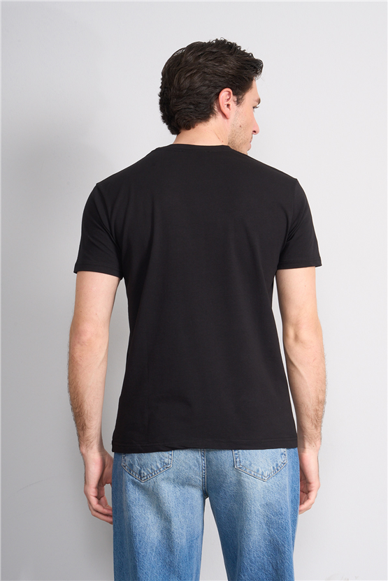 Çetinkaya Mentality 4825 Bisiklet Yaka Regular Baskılı T-shirt Siyah