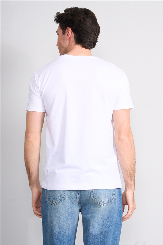 Çetinkaya Mentality 4825 Bisiklet Yaka Regular Baskılı T-shirt Beyaz