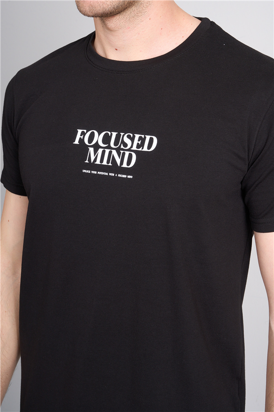 Çetinkaya Mentality 4825 Bisiklet Yaka Regular Baskılı T-shirt Siyah