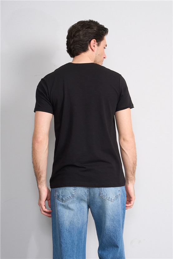 Çetinkaya Mentality 4827 Bisiklet Yaka Regular Baskılı T-shirt Siyah