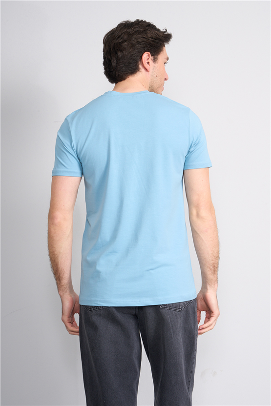 Çetinkaya Mentality 4827 Bisiklet Yaka Regular Baskılı T-shirt Mavi