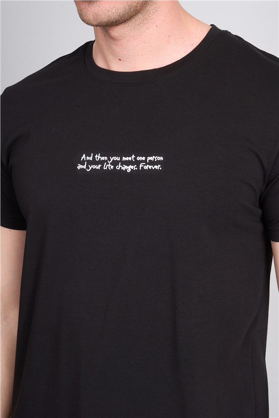 Çetinkaya Mentality 4828 Bisiklet Yaka Regular Baskılı T-shirt Siyah